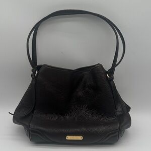 Burberry Pebbled Leather Shoulder Bag in Dark Brown